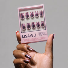 Metallic Blush press-on nails with metallic chrome finish