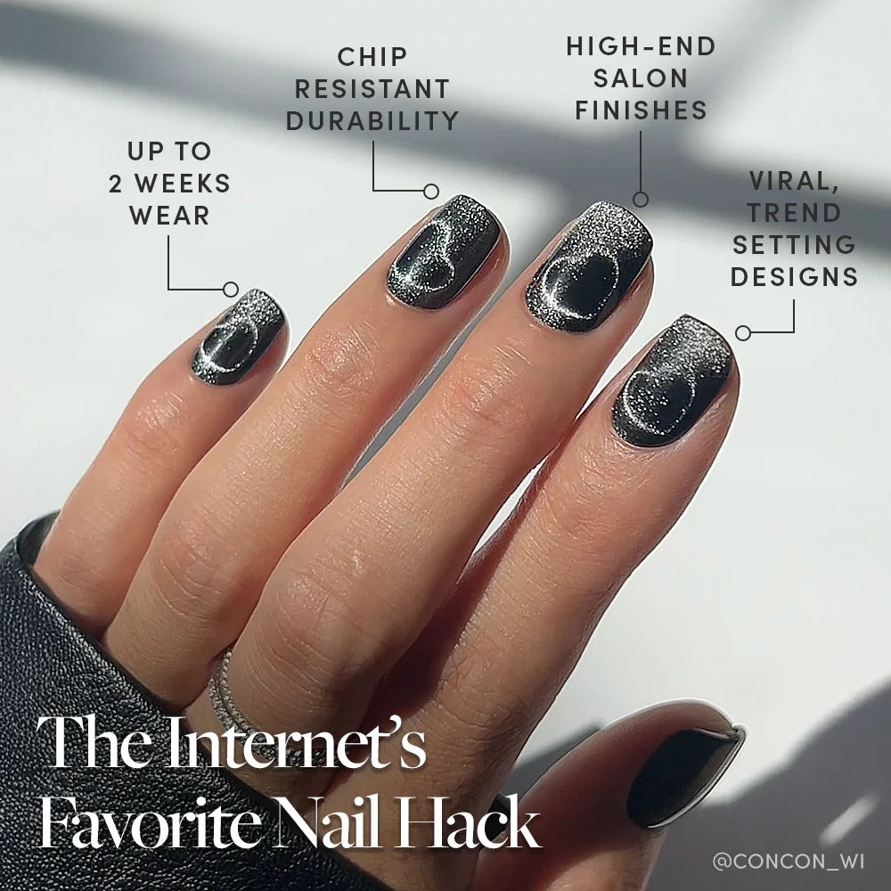 Midnight Romance press-on nails - squoval shape, short length