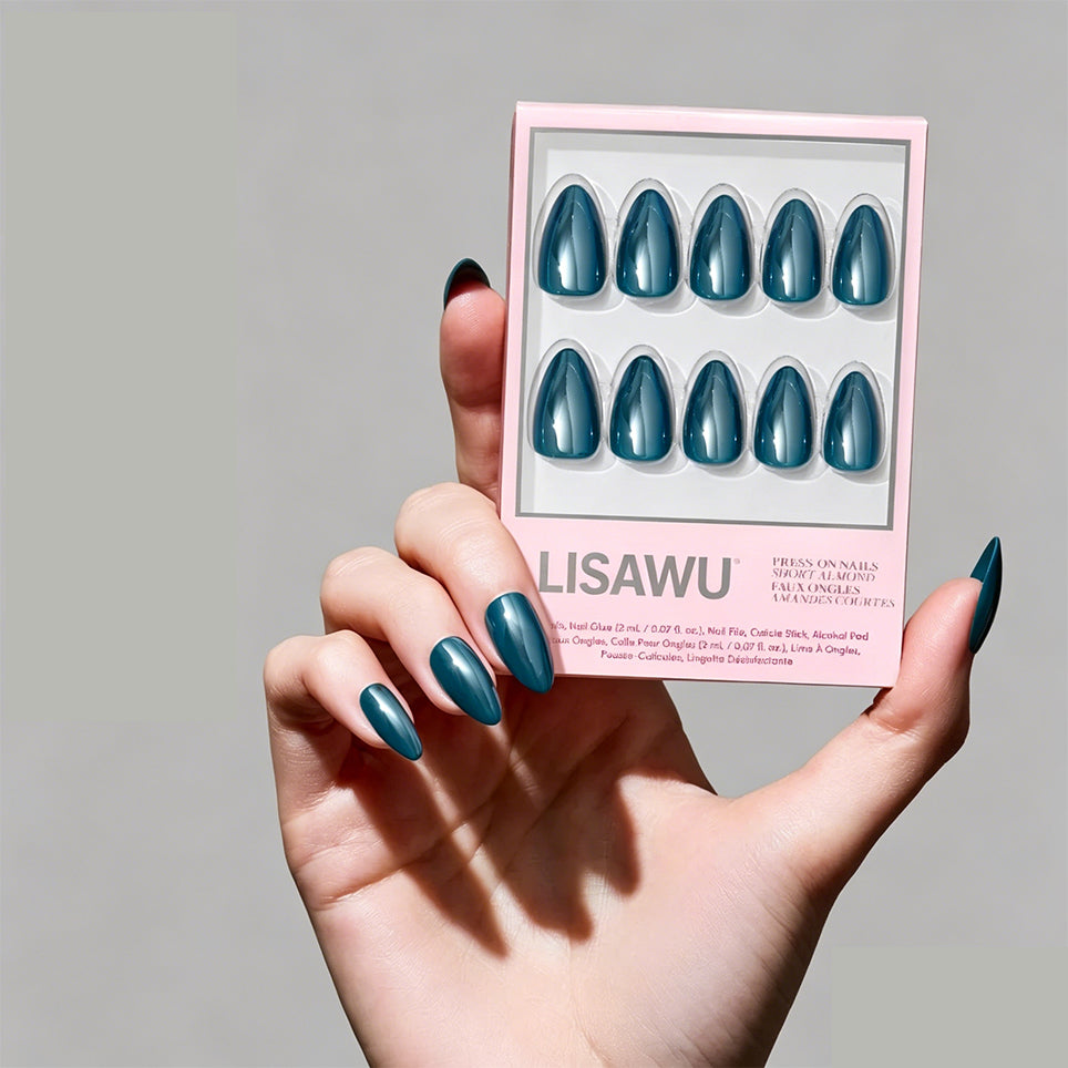 Midnight Teal press-on nails in green shade