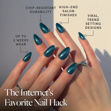 Midnight Teal press-on nails - almond shape, short length