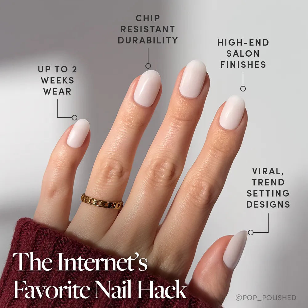 Milk Bath press-on nails - round shape, short length