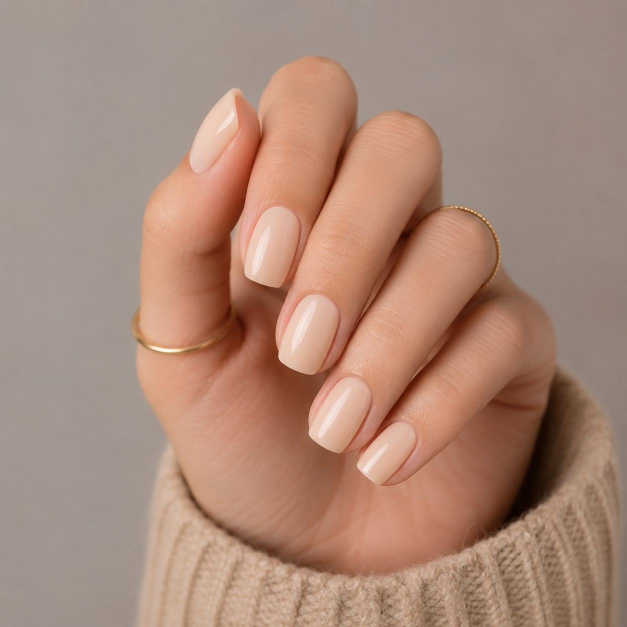 Milky Nude Short Square Press-On Nails press-on nail bundle - full set view
