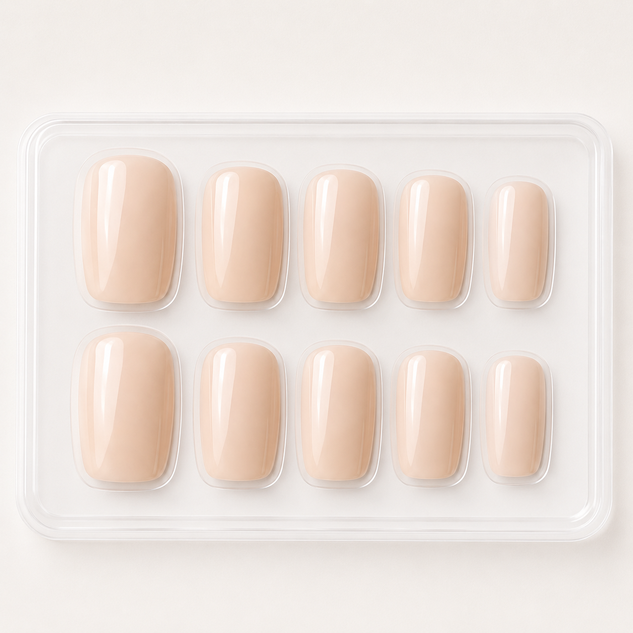 Milky Nude Short Square Press-On Nails press-on nail bundle - full set view