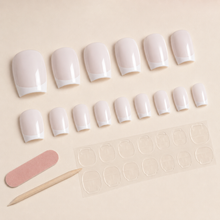 Milky White French Square Press-On Nails press-on nail bundle - full set view