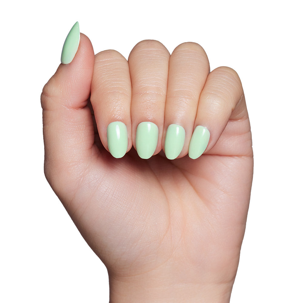 Mint Green press-on nail design - solid color style detail