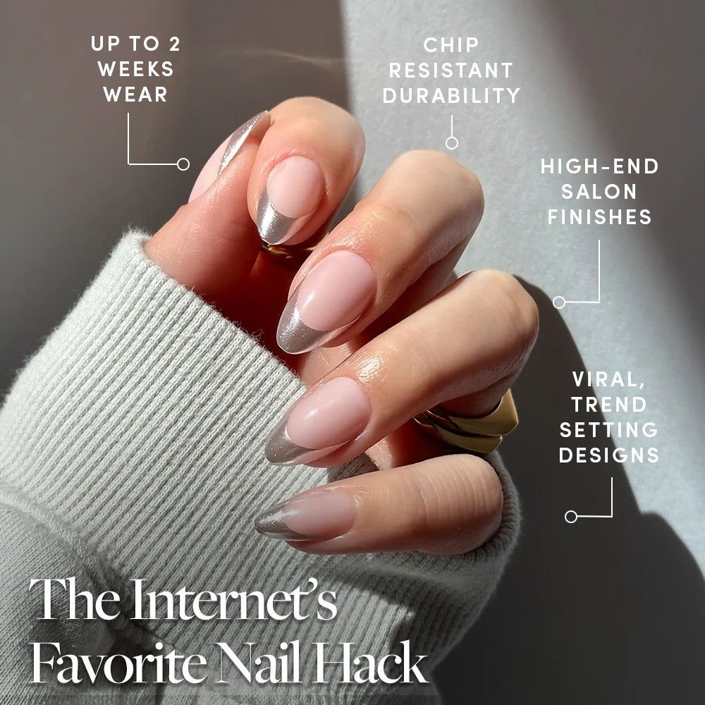 Mirror Mirror press-on nail design - chrome style detail