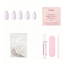 Moonlight press-on nails - almond shape, short length