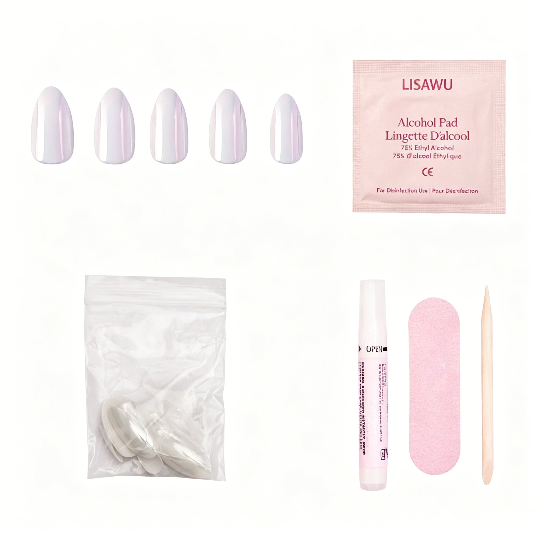 Moonlight press-on nails - almond shape, short length