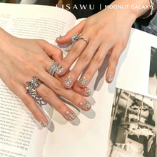 Moonlit Galaxy – Silver Crystal Pearl Press-On Nails