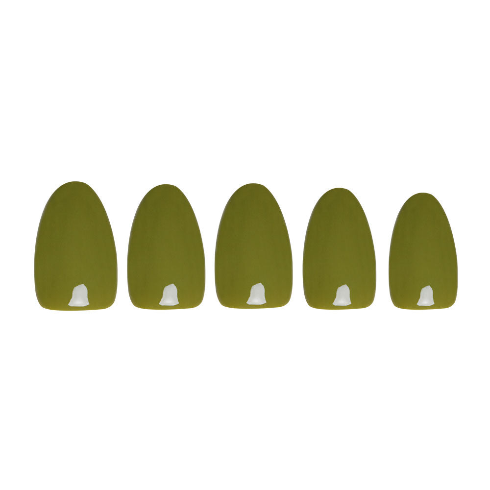Moss Green press-on nail design - solid color style detail