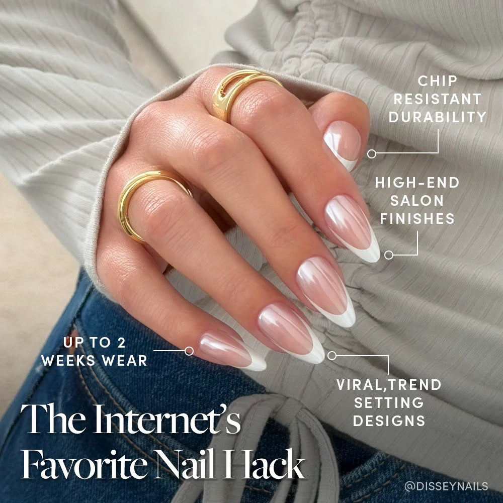 Mother Pearl press-on nails with glazed finish