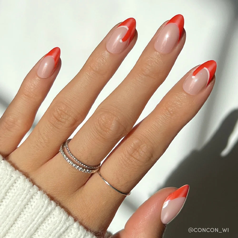 Mrs. Claus press-on nails in nude shade