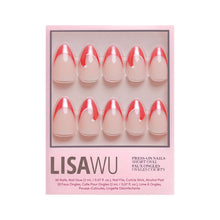 Mrs. Claus press-on nails in pink shade