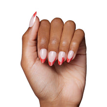 Mrs. Claus press-on nails - almond shape, short length