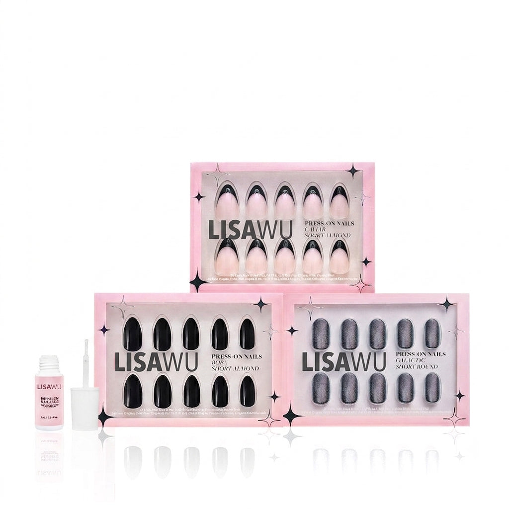 Noir Classics press-on nails with glossy finish