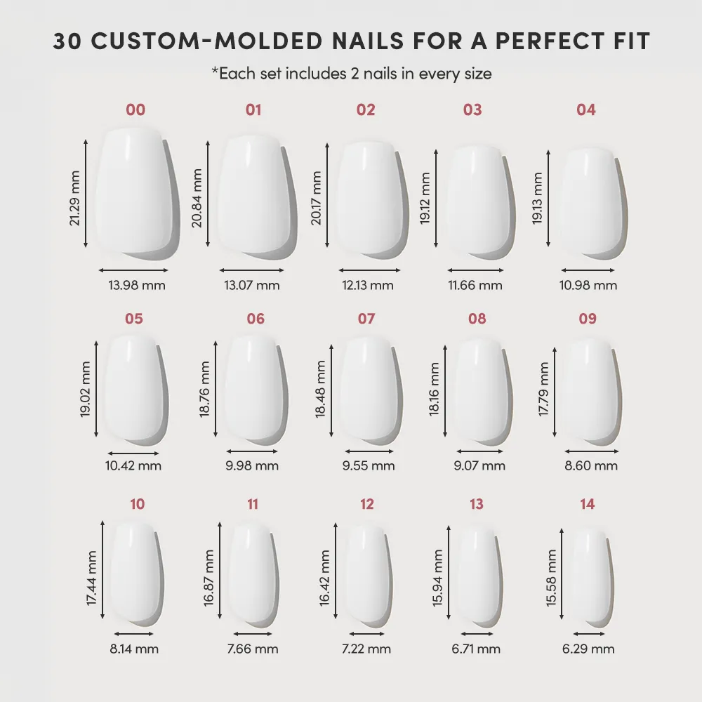 Oat Milk press-on nails - coffin shape, medium length