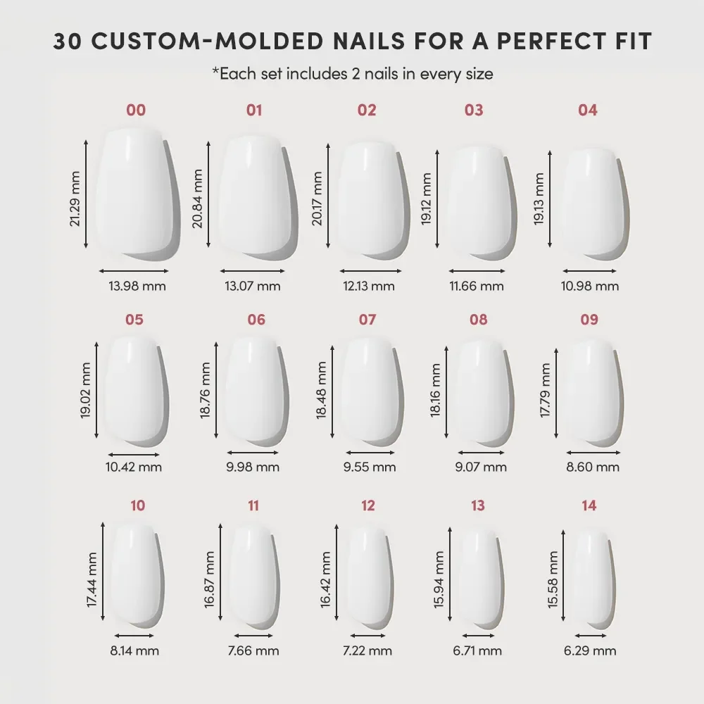 Oat Milk press-on nails - coffin shape, medium length