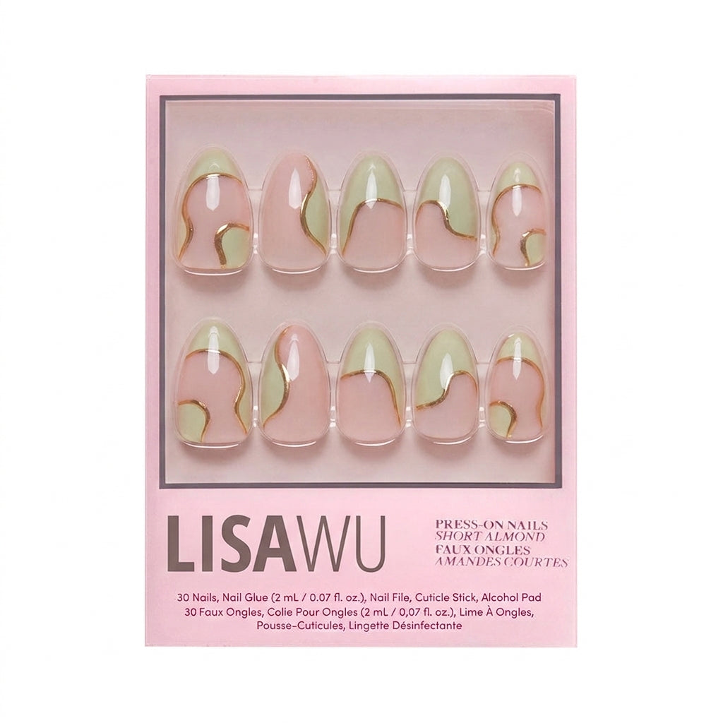 Olive You press-on nails in gold shade