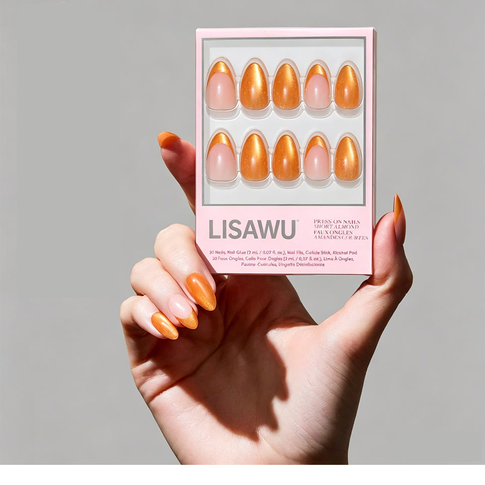Orange Pop press-on nails with glossy finish