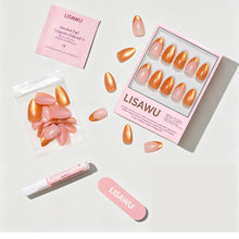 Orange Pop press-on nails - almond shape, short length