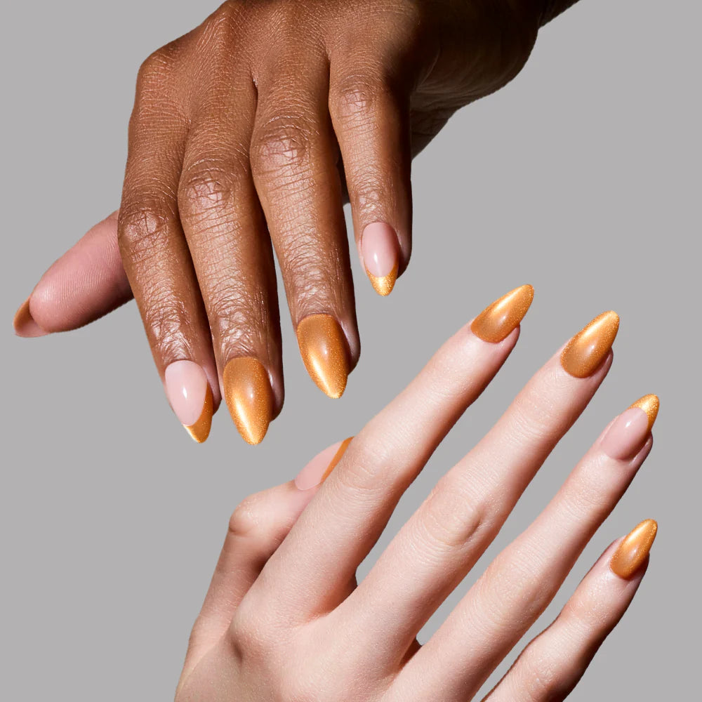 Orange Pop press-on nails with velvet finish
