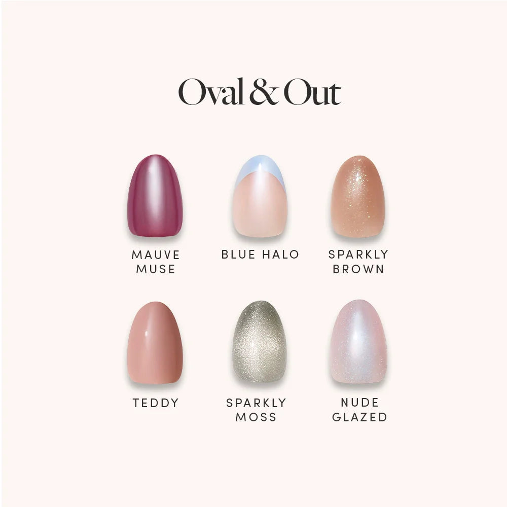 Oval & Out, press-on nails, oval shape, menu display, 2026 03 Quickpressbundles Oval Out Nailmenu