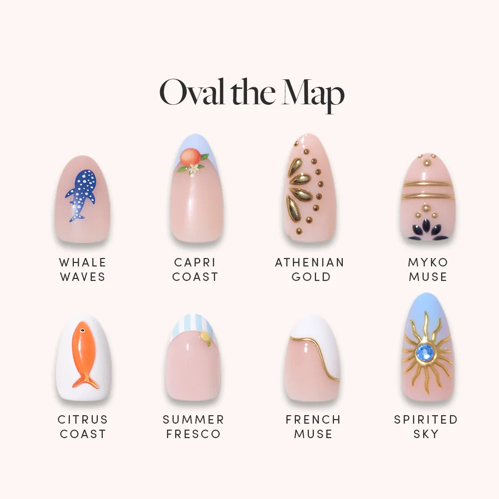 Lisawu Oval the Map press-on nail bundle style selection