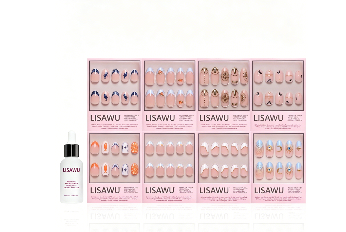 Oval the Map press-on nails in nude shade