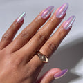 Oyster Pearl press-on nails in blue shade