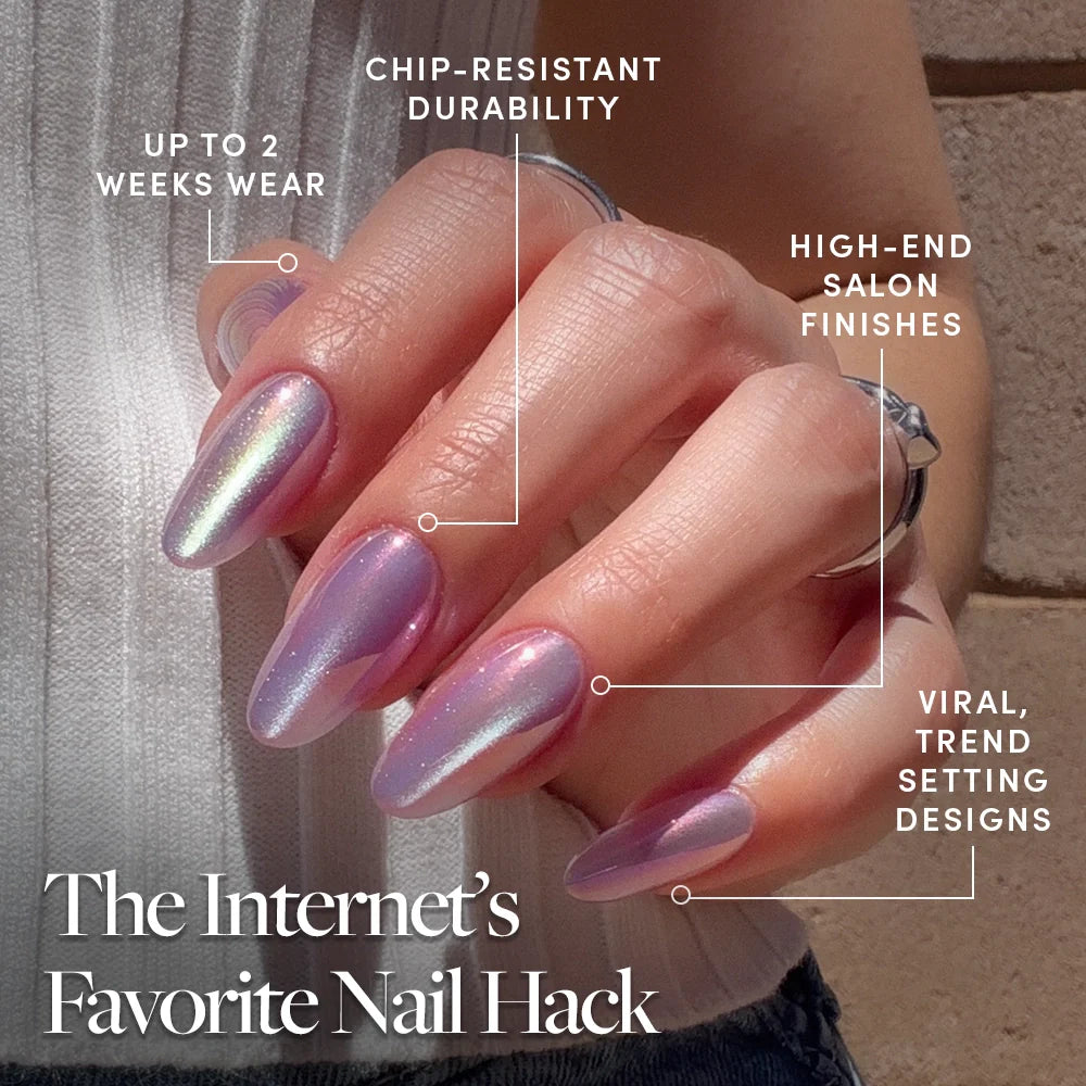 Oyster Pearl press-on nails with velvet finish