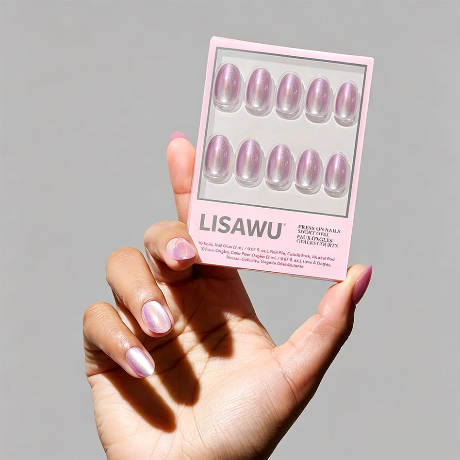 Oyster press-on nails in purple shade