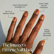 Papaya Chrome press-on nail design - velvet style detail