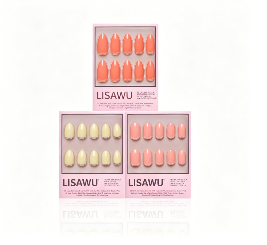 Pastel Paradise press-on nails in soft pastel colors with almond shape showcasing stylish nail set design