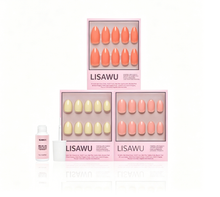 Pastel Paradise press-on nails featuring soft pastel colors and almond shape in stylish nail set display