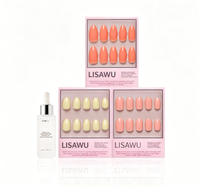 Pastel Paradise press-on nails with soft pastel colors and glossy almond-shaped manicure display