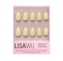 Pastel yellow press-on nails with glossy finish simple stylish nail set display