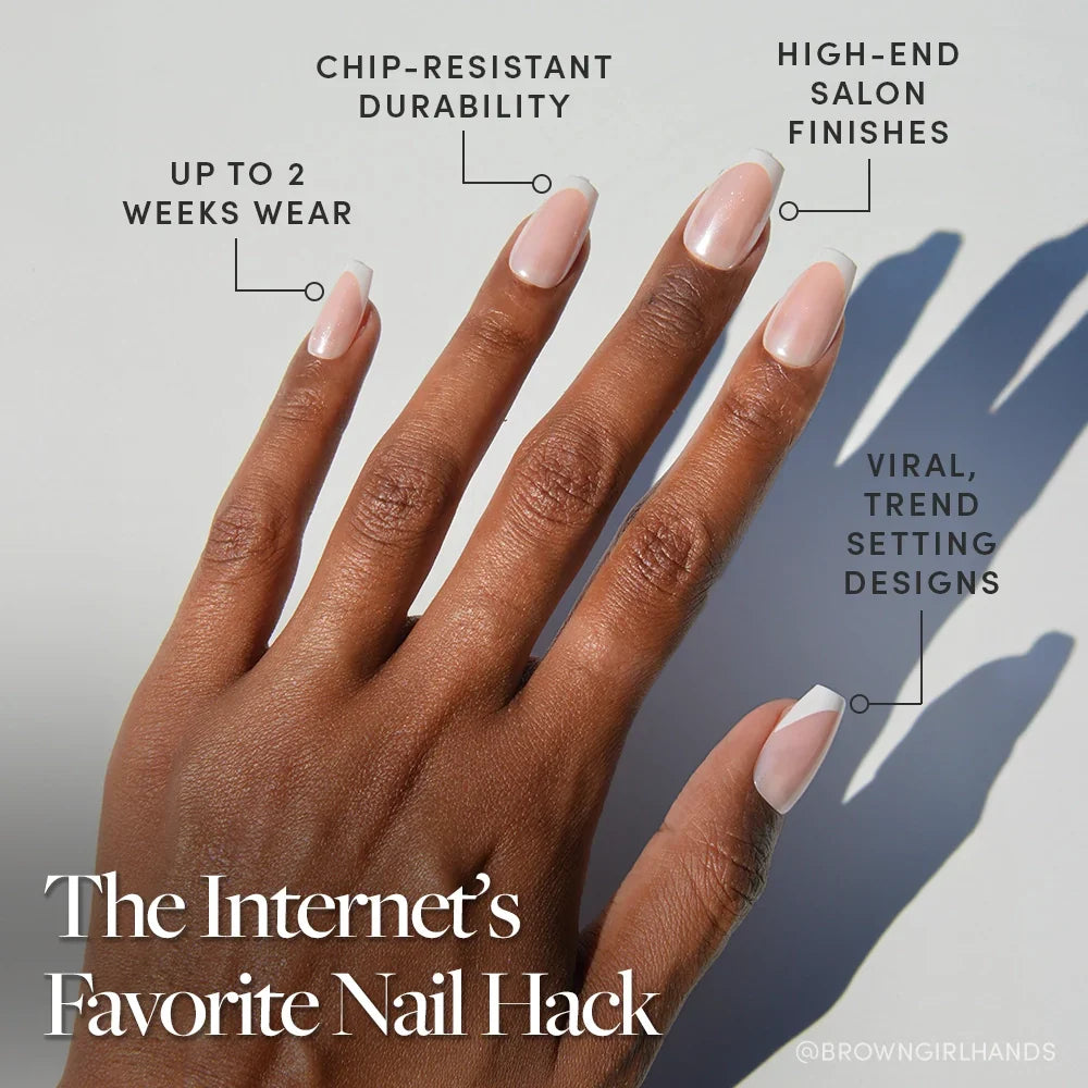 Pearl Glaze press-on nails with glazed finish