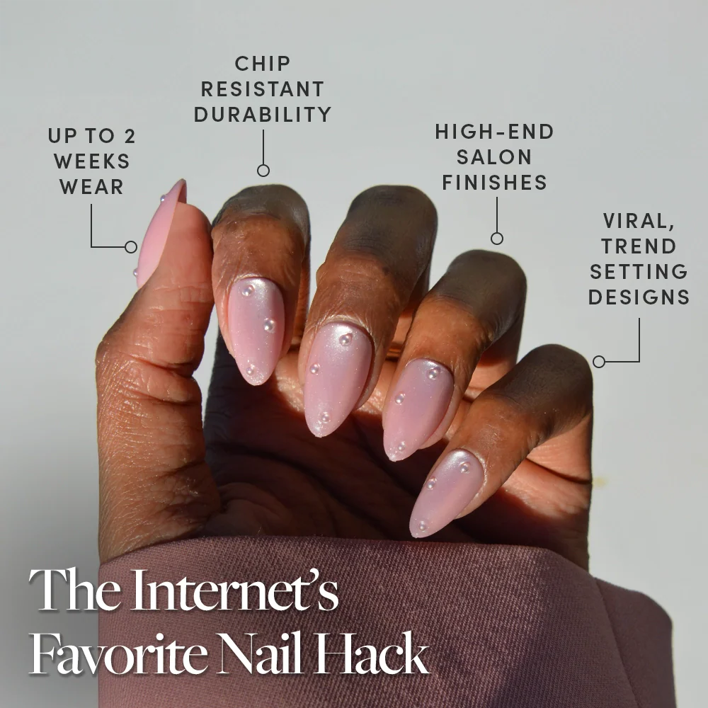 Pearl Me Softly press-on nails featuring soft pearl white color and glossy finish perfect for elegant nail styles