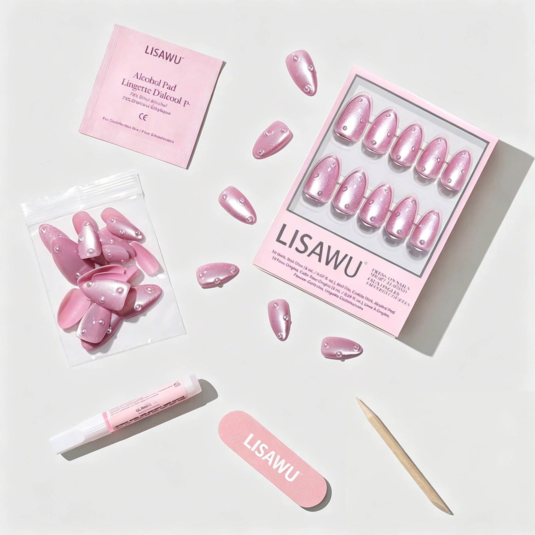 Pearl Me Softly press-on nails featuring soft pearl white finish and elegant oval shape, perfect nail set for a classy look