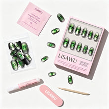 Peek-o’-Lantern press-on nails in green shade