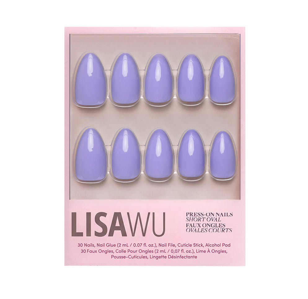 Periwinkle press-on nails in soft blue shade with glossy finish perfect for stylish everyday wear
