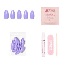 Periwinkle press-on nails in soft blue shade with glossy finish stylish nail set display