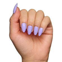 Periwinkle press-on nails in soft blue shade with glossy finish elegant nail set display