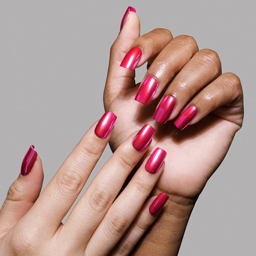 Pink Alloy press-on nails - square shape, medium length