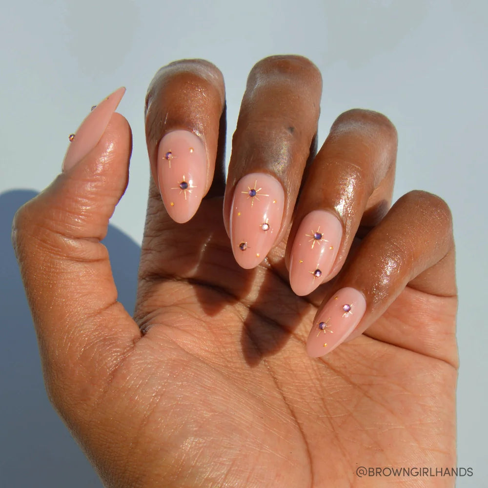 Pink Comet press-on nails in nude shade