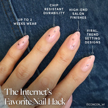 Pink Comet press-on nails - almond shape, short length