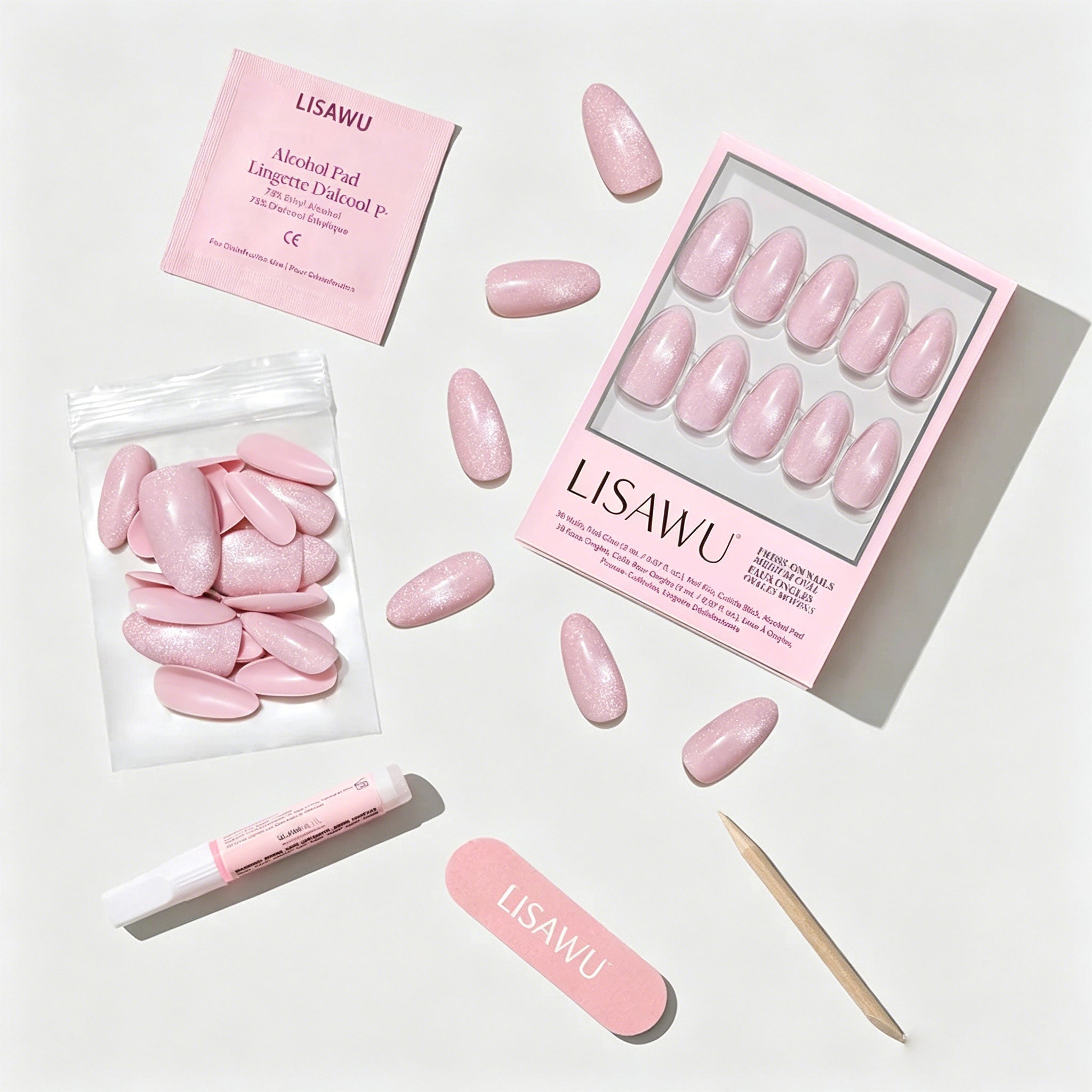 Pink Darling press-on nails with velvet finish