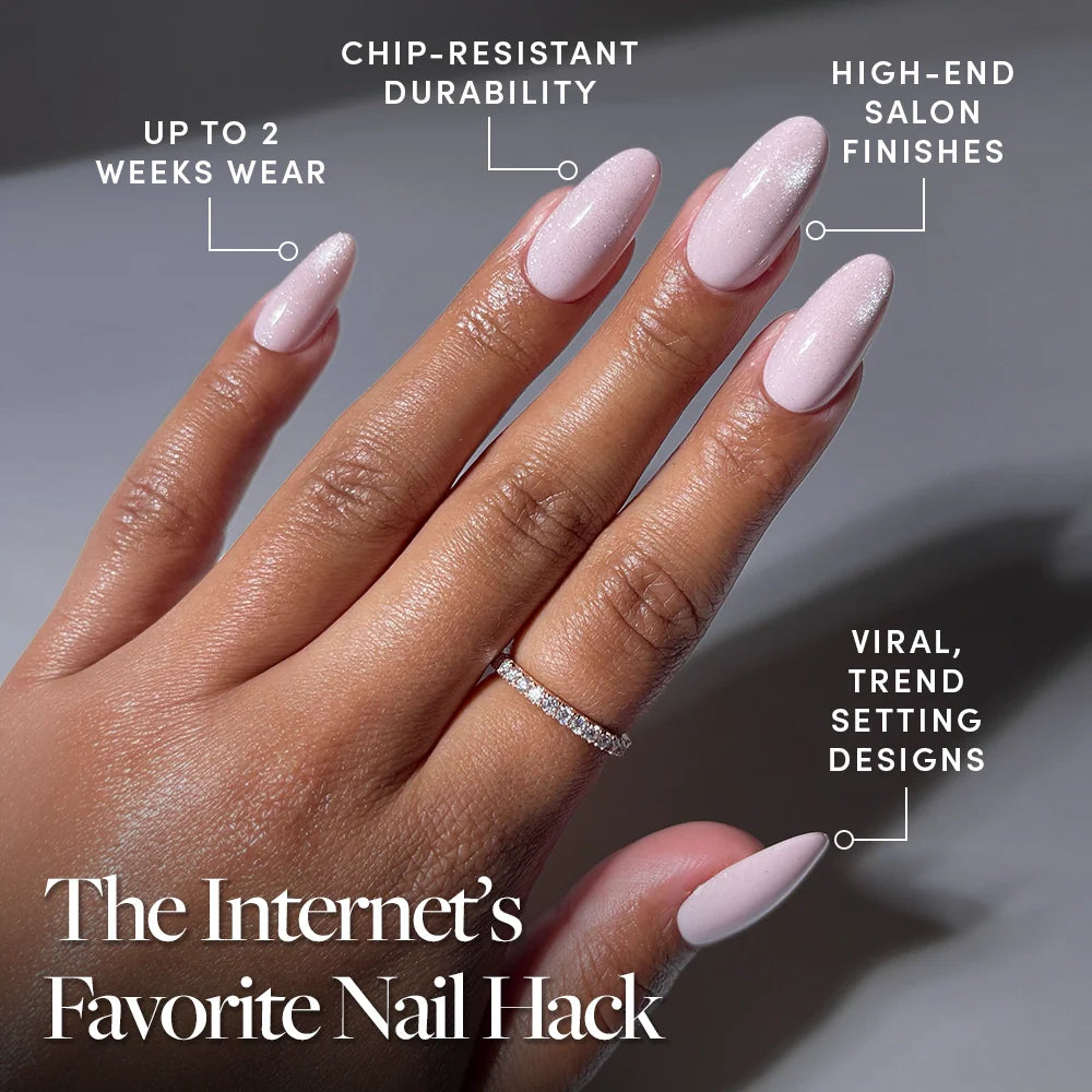 Pink Darling press-on nails - oval shape, medium length