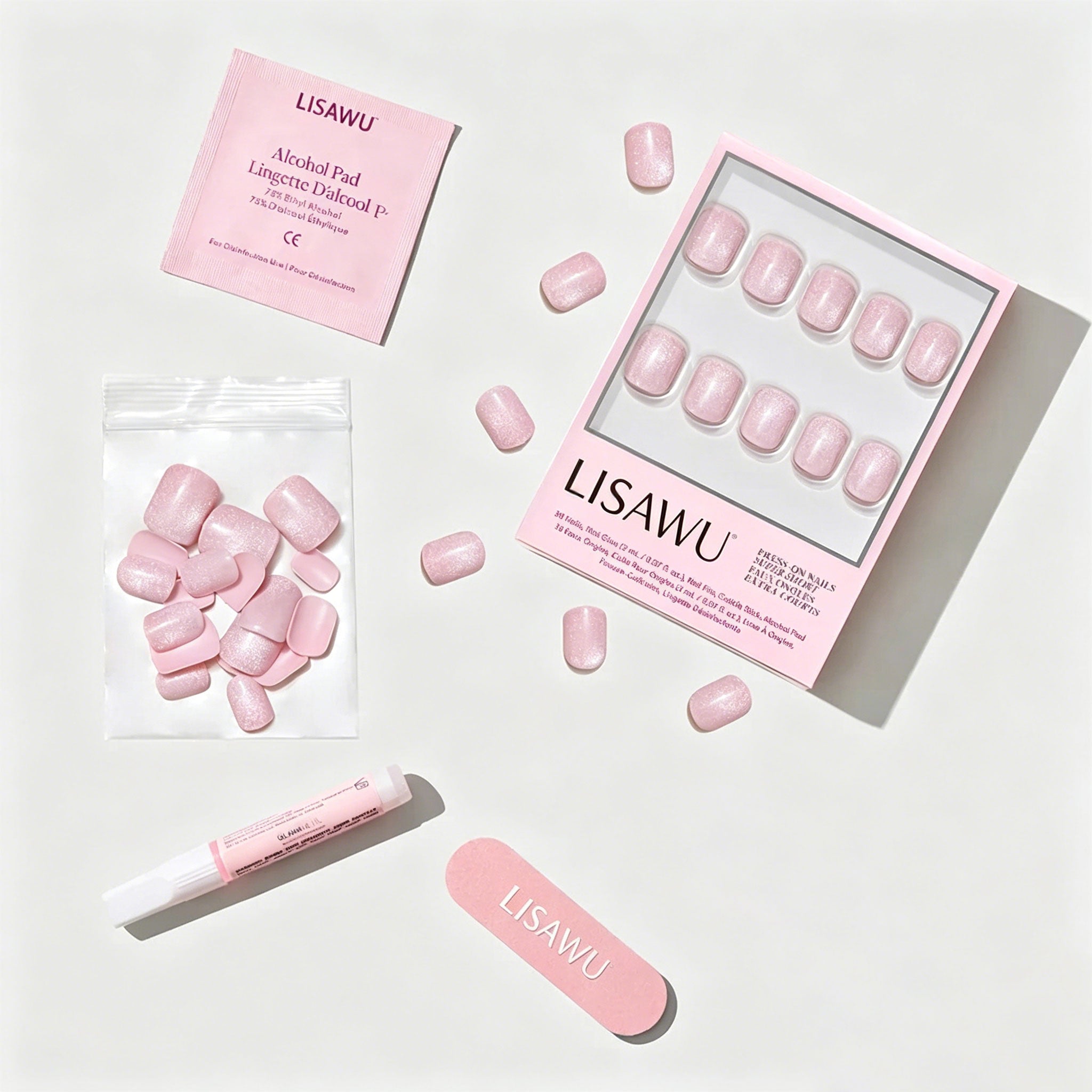 Pink Legacy press-on nails with velvet finish