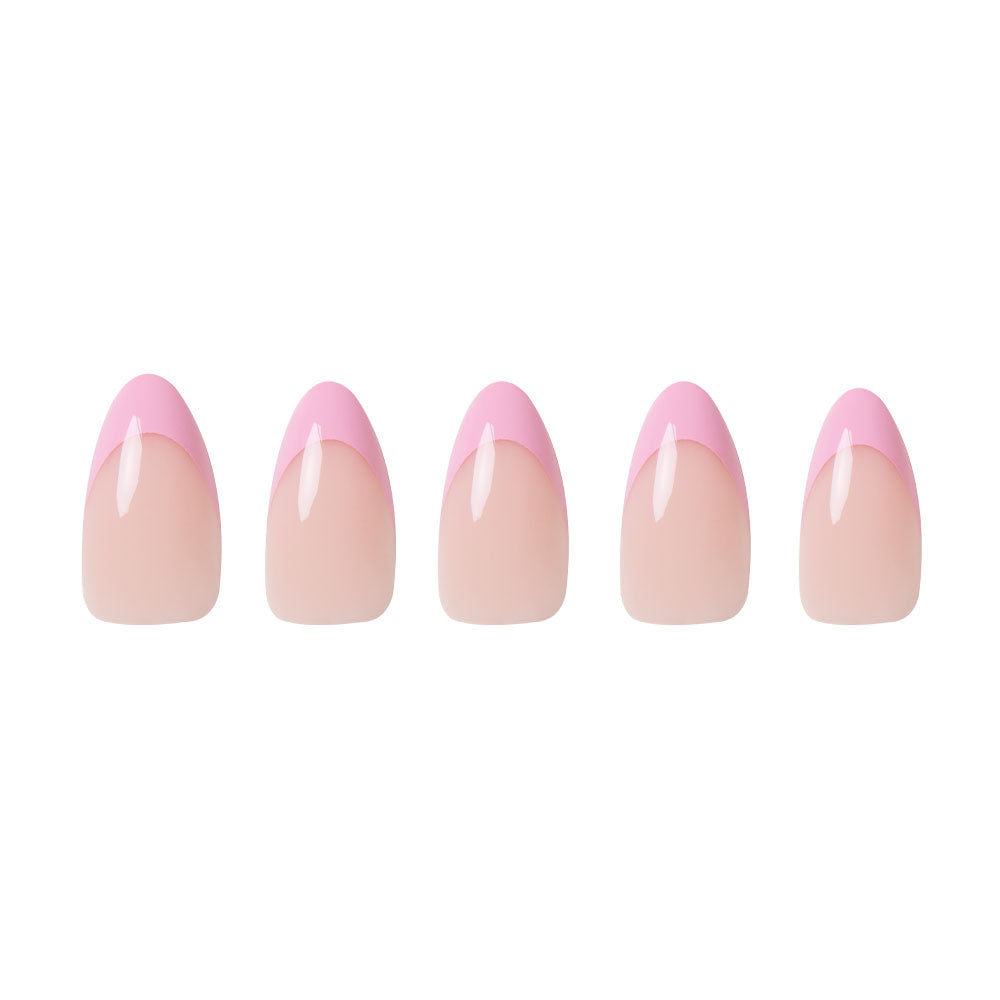 Pink Macaron press-on nails - almond shape, short length